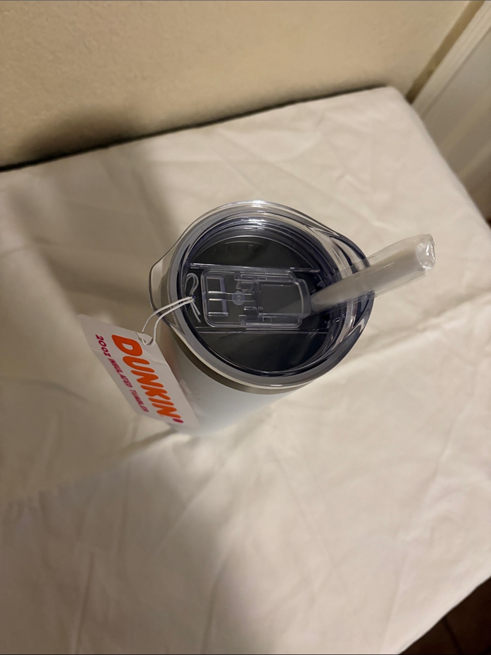 Dunkin' 20 oz Stainless Steel Insulated Tumbler White Logo Twist Lid & Straw NWT - Picture 3 of 5